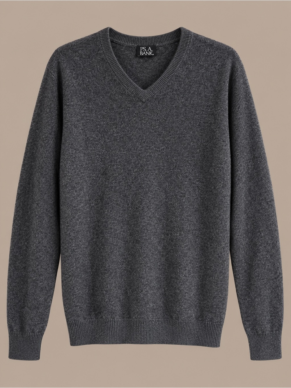 Men's Charcoal V-Neck Sweater 100% cashmere